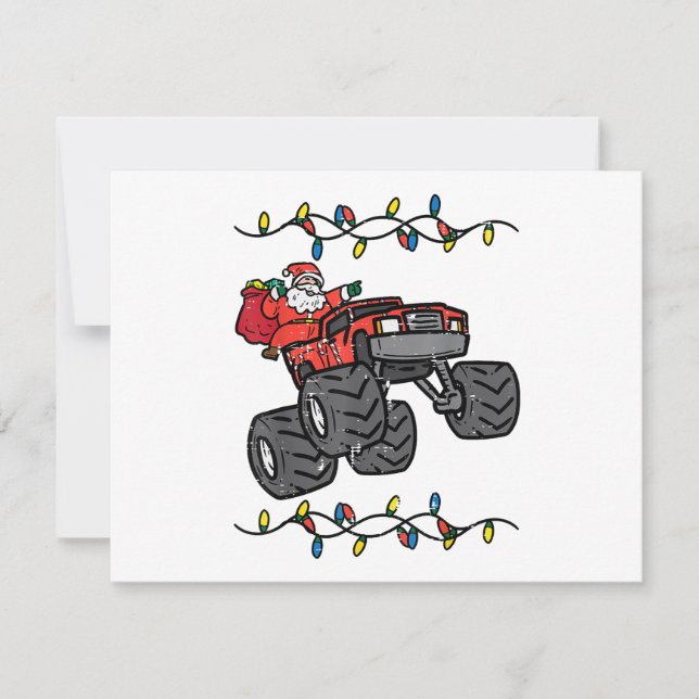 Cartes Pour Fêtes Annuelles Garçon tout-petit camion monstre Noël Père Noël Yo (Devant)