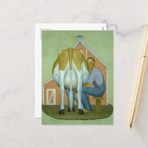 Cartes Pour Fêtes Annuelles Garçon traçant une vache par Grant Wood