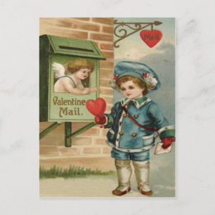 Cartes Pour Fêtes Annuelles Garçon victorien rétro vintage Cupid Mail Saint-Va