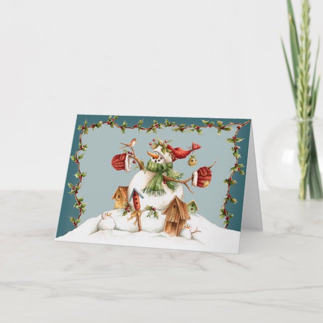 Cartes Pour Fêtes Annuelles Garden Snowman (Devant)