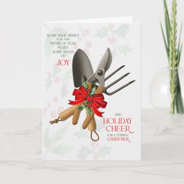 Cartes Pour Fêtes Annuelles Gardener Sage Advice for Joy and Cheer (Devant)