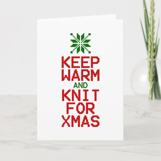 Cartes Pour Fêtes Annuelles Gardez chaud et tricot pour Noël (Devant)