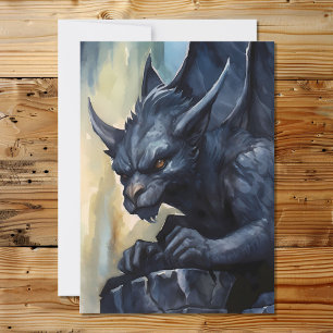 Cartes Pour Fêtes Annuelles Gargouille noire mythologique fantastique 