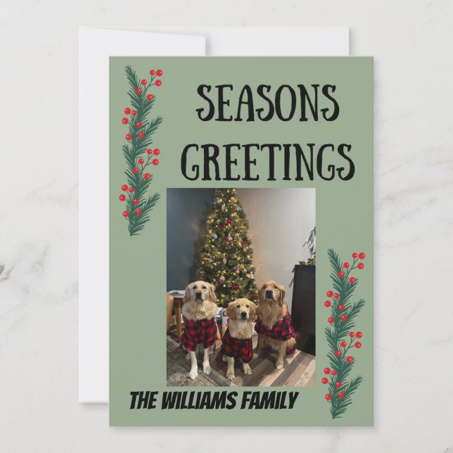 Cartes Pour Fêtes Annuelles Garland and Berries Happy Holidays Card (Devant)
