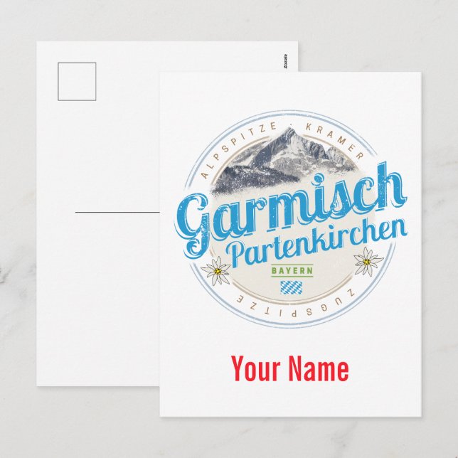 Cartes Pour Fêtes Annuelles Garmisch Partenkirchen Bavière Alpes Vintages (Devant / Derrière)