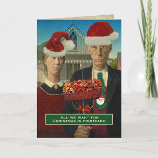 Cartes Pour Fêtes Annuelles Gâteau de Noël drôle American Gothic