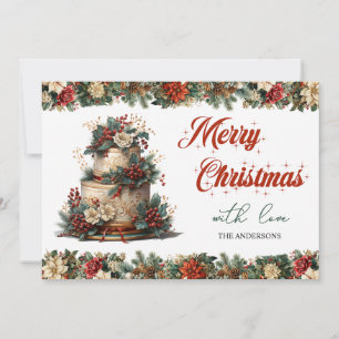 Cartes Pour Fêtes Annuelles Gâteau de Noël traditionnel rétro vintage