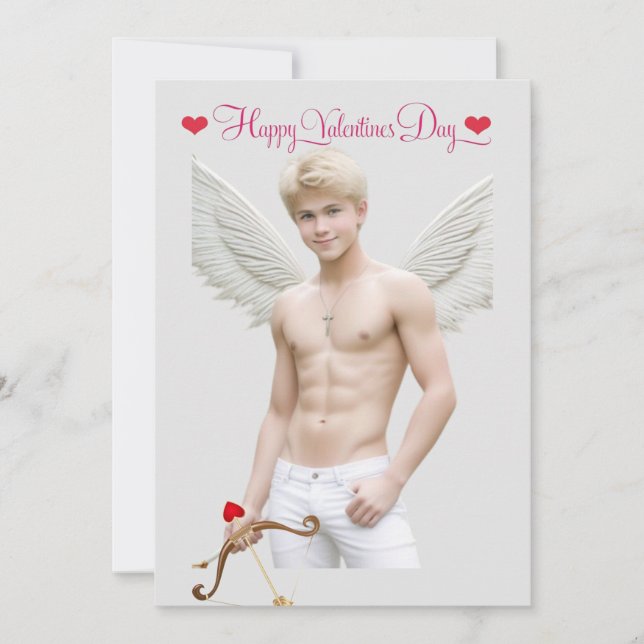 Cartes Pour Fêtes Annuelles Gay Cupid Twink Valentine's Day Personnalisé (Devant)