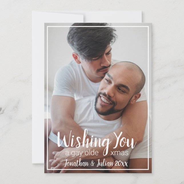 Cartes Pour Fêtes Annuelles Gay Olde Noël LGBTQ Holiday (Devant)