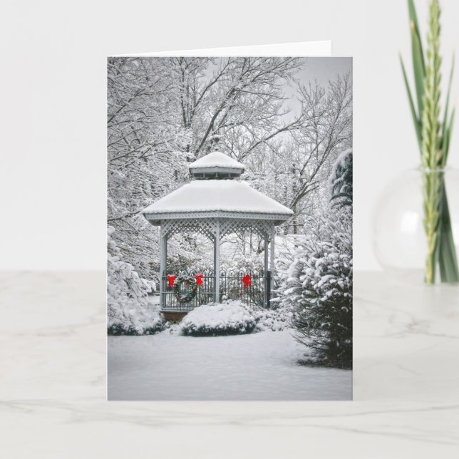 Cartes Pour Fêtes Annuelles Gazebo dans la neige (Devant)