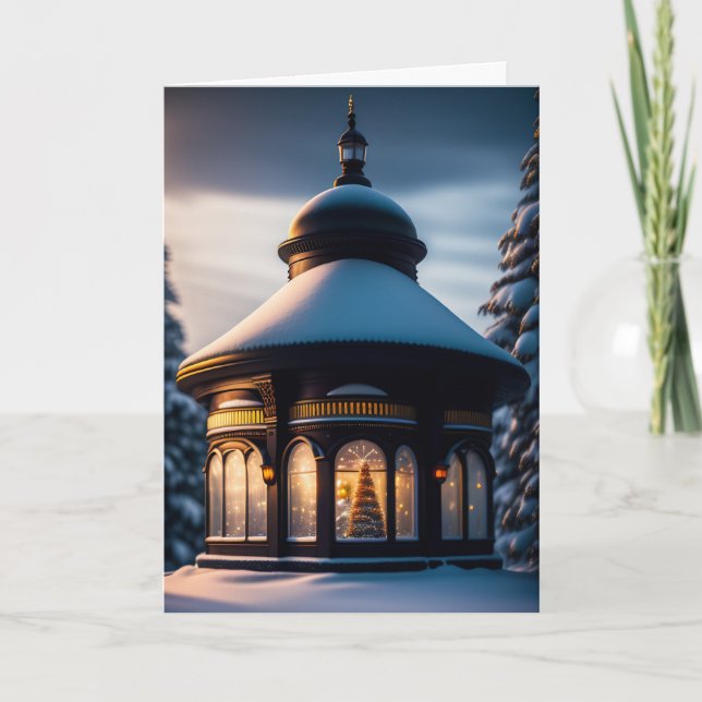 Cartes Pour Fêtes Annuelles Gazebo de vacances d'hiver fermé par du verre (Devant)