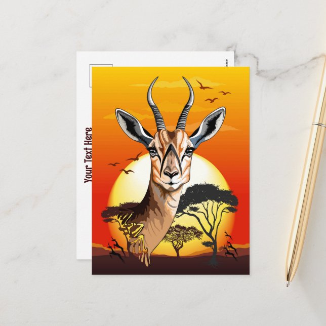 Cartes Pour Fêtes Annuelles Gazelle Antelope africaine animal sauvage (Devant/Arrière en situation)