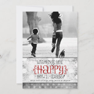 Cartes Pour Fêtes Annuelles GC   Joyeux Howlidays Grey Red Linen