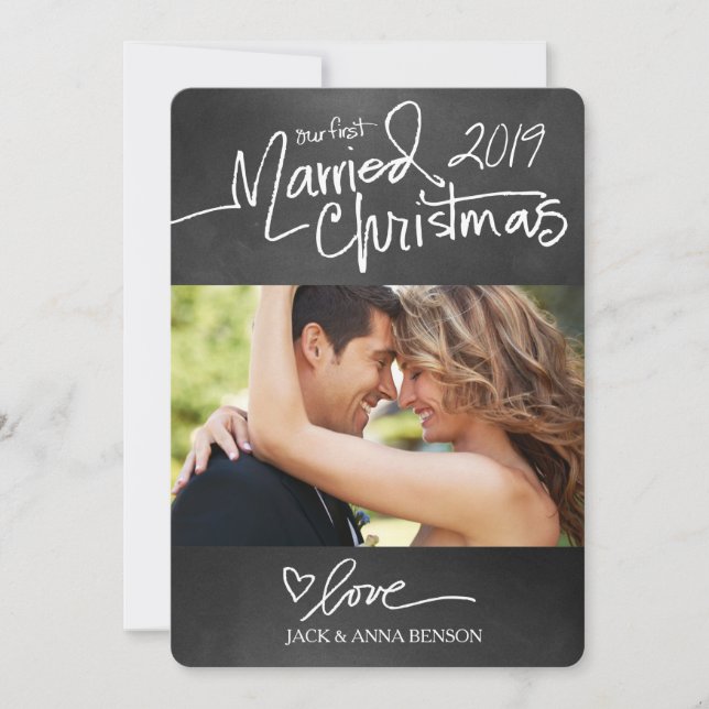 Cartes Pour Fêtes Annuelles GC Our First Married Christmas Holiday Card Chalk (Devant)