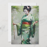 Geisha japonais en vert B