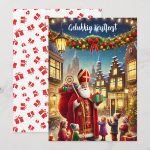 Cartes Pour Fêtes Annuelles "Gelukkig Kerstfeest" Noël néerlandais Vintage