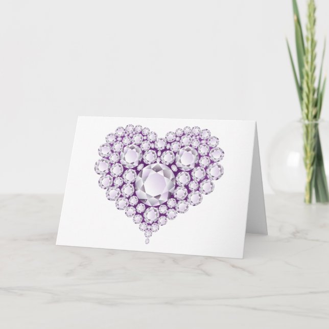 Cartes Pour Fêtes Annuelles Gemmes cardiaques Améthystes légers (Devant)