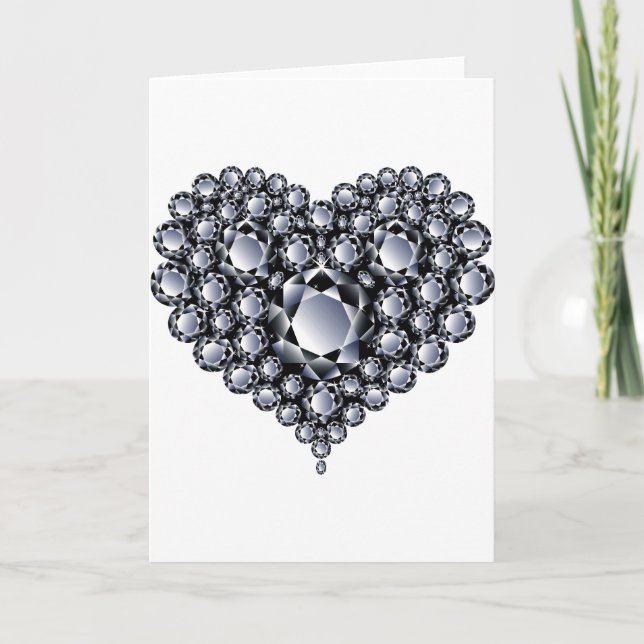 Cartes Pour Fêtes Annuelles Gemmes cardiaques aux diamants noirs (Devant)
