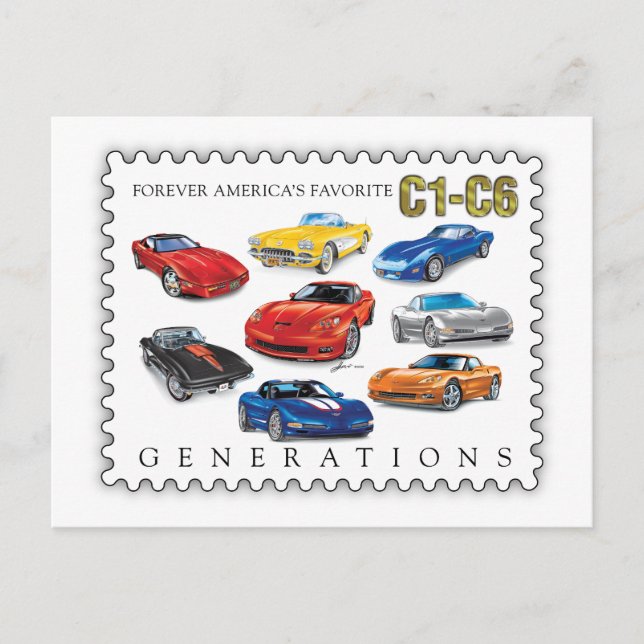 CARTES POUR FÊTES ANNUELLES GENERATIONS OF AUTOMOBILE ART HOLIDAY POSTCARD (Devant)