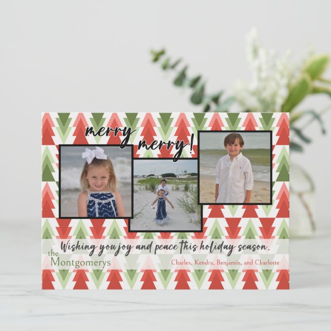 Cartes Pour Fêtes Annuelles Geometric Christmas Tree Grove Flat Holiday Card (Debout devant)