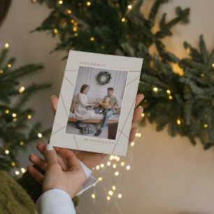 Cartes Pour Fêtes Annuelles Géométrique Mocha Beige Joyeux Vacances Famille Ph