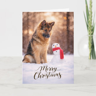 Cartes Pour Fêtes Annuelles German Shepherd Christmas Snowman