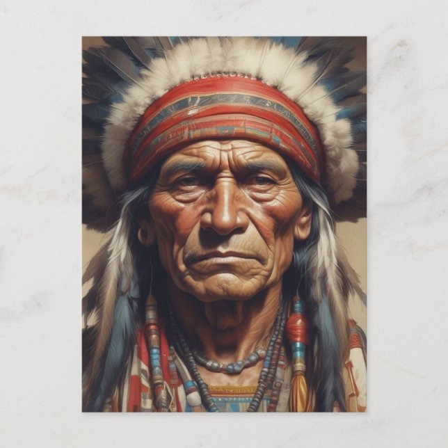 Cartes Pour Fêtes Annuelles Geronimo Portrait du chef guerrier indien (Devant)