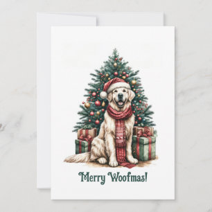 Cartes Pour Fêtes Annuelles Giant Golden Retriever Noël Woofmas Chien Père Noë