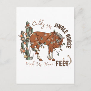 Cartes Pour Fêtes Annuelles Giddy Up Jingle Horses Ramassez Vos Pieds Noël