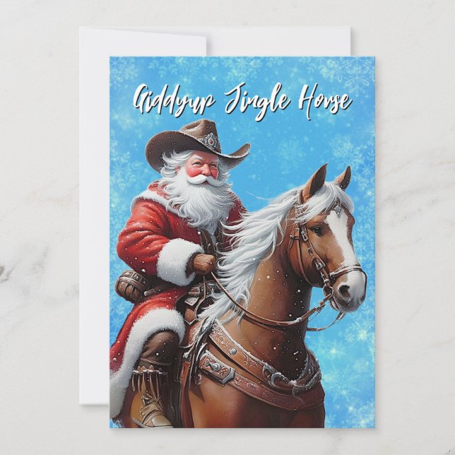 Cartes Pour Fêtes Annuelles Giddyup Jingle Horse Noël au Père Noël (Devant)