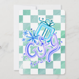 Cartes Pour Fêtes Annuelles Gifty Time Blue Purple Checkerboard Christmas