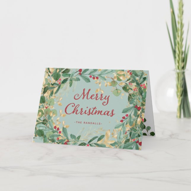 Cartes Pour Fêtes Annuelles Gilded Greenery | Joyeux Noël (Devant)