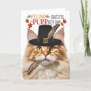Cartes Pour Fêtes Annuelles Gingembre Fluffy Tabby Cat Grateful pour PURRkey D