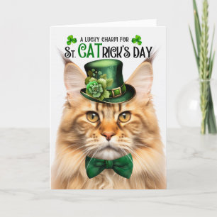Cartes Pour Fêtes Annuelles Ginger Maine Coon St CATrick's Day Lucky Charm