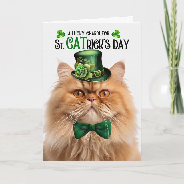 Cartes Pour Fêtes Annuelles Ginger Perse Chat Lucky Charm St CATrick's Day (Devant)