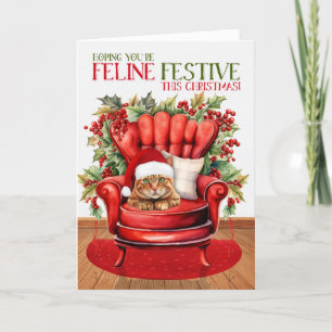 Cartes Pour Fêtes Annuelles Ginger Tabby Noël Chat FELINE Festive Holi