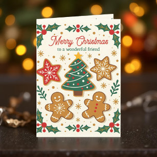 Cartes Pour Fêtes Annuelles Gingerbread Cookies et Holly Berries Noël