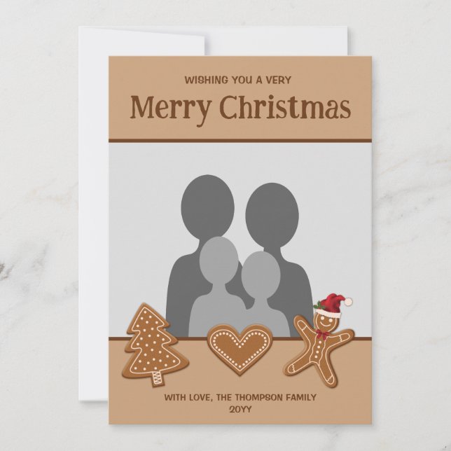 Cartes Pour Fêtes Annuelles Gingerbread Cookies Formes Avec Votre Propre Photo (Devant)