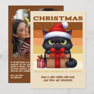 Cartes Pour Fêtes Annuelles Gingerbread Glow Drôle Chat Rétro Noël Photo
