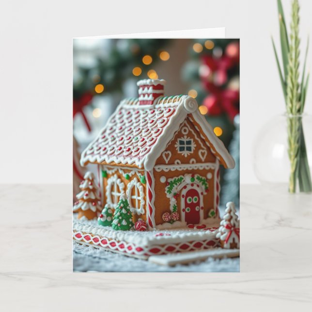 Cartes Pour Fêtes Annuelles Gingerbread House Folded Holiday Card & Recipe (Devant)
