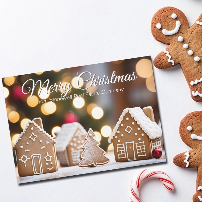 Cartes Pour Fêtes Annuelles Gingerbread House Merry Christmas Real Estate  (Créateur téléchargé)