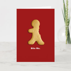 Cartes Pour Fêtes Annuelles Gingerbread Man "Bite Me" Card