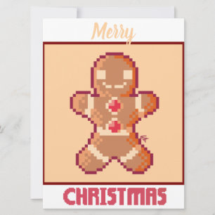 Cartes Pour Fêtes Annuelles GingerBread Man, Merry Christmas pixel art