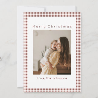 Cartes Pour Fêtes Annuelles Gingham à carreaux rouge foncé Noël photo personna