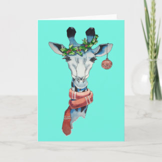 Cartes Pour Fêtes Annuelles Girafe de neige