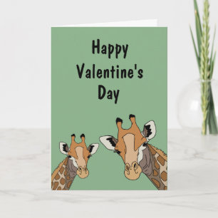 Cartes Pour Fêtes Annuelles Girafe Drôle Vert Saint Valentin