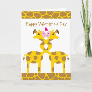 Cartes Pour Fêtes Annuelles Girafes douces dans le jour de Valentines heureux