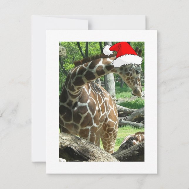 Cartes Pour Fêtes Annuelles Giraffe de Noël (Devant)