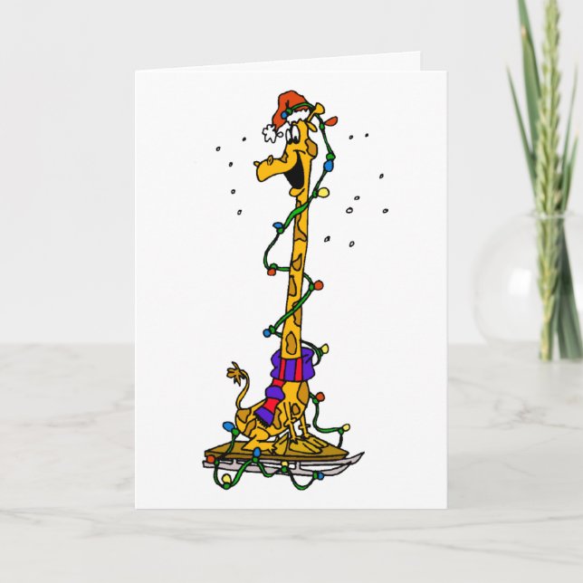Cartes Pour Fêtes Annuelles Giraffe de Noël (Devant)