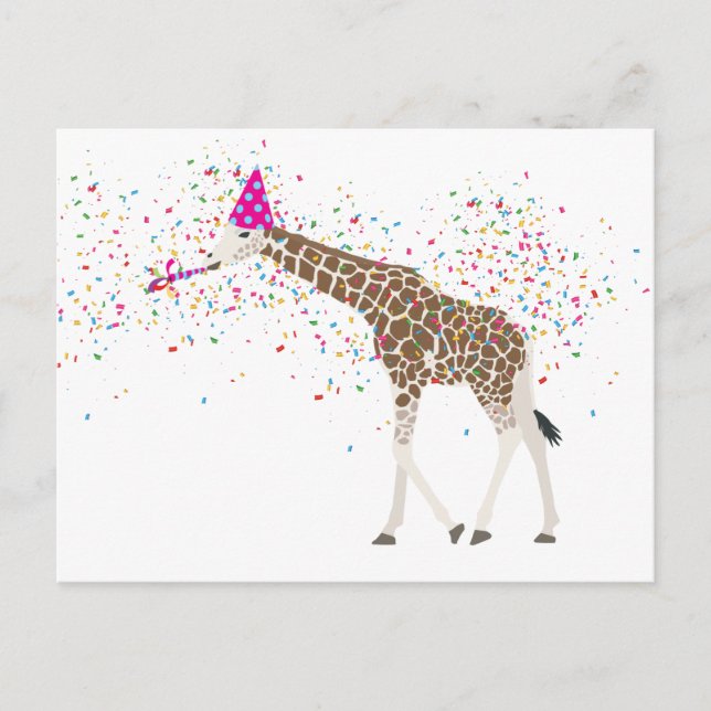Cartes Pour Fêtes Annuelles Giraffe Fête Safari Animaux ayant une fête (Devant)